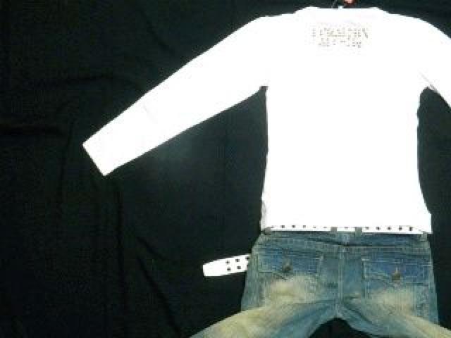 《New》ロック&モード系★ストール付・ゴールドワッペン*スタッズ(イーグル)ロンT<ホワイトM> < 男性ファッション  《New》ロック&モード系★ストール付・ゴールドワッペン*スタッズ(イーグル)ロンT<ホワイトM> < 男性ファッションの