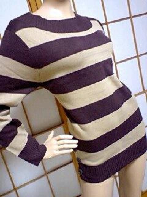 激カワッ(*^-^)ラウンドボーダーニットトップス。*セーター < 女性ファッション  激カワッ(*^-^)ラウンドボーダーニットトップス。*セーター  < 女性ファッションの