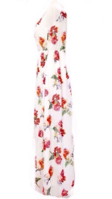 LATINAオフホワイトローズフラワーシフォンマキシワンピドレス < ブランド  LATINAオフホワイトローズフラワーシフォンマキシワンピドレス < ブランドの