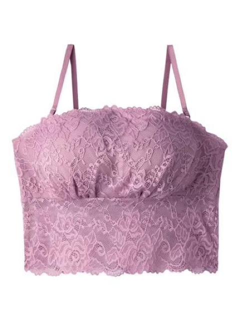 丸井購入●2weyカップ付き スカラップレースハーフトップス●M●クロップド丈 ベアトップ ナイトブラ●総レース くすみピンク < 女性ファッション  丸井購入●2weyカップ付き スカラップレースハーフトップス●M●クロップド丈 ベアトップ ナイトブラ●総レース くすみピンク < 女性ファッションの