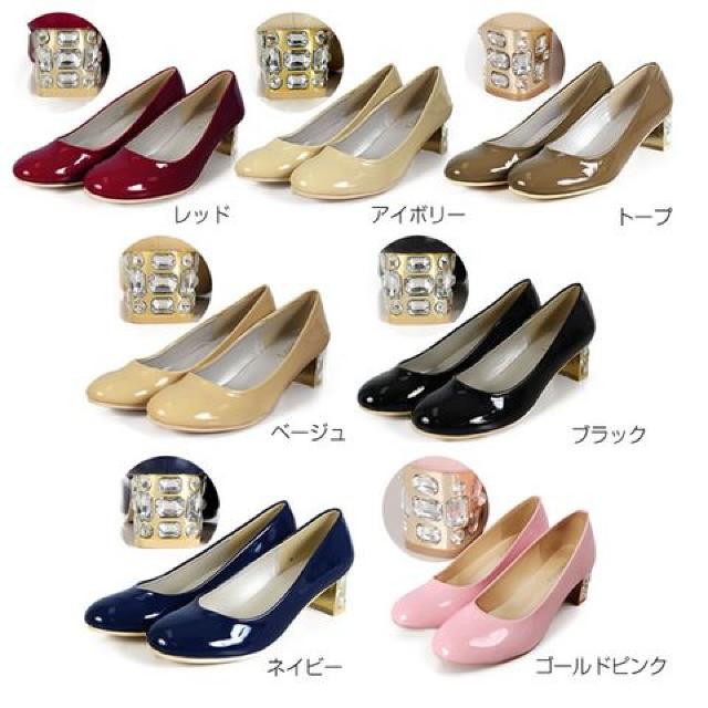 ビジューヒール☆エナメルパンプス☆ブラック☆S☆美品 < 女性ファッション ビジューヒール☆エナメルパンプス☆ブラック☆S☆美品 < 女性ファッションの