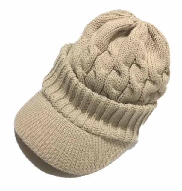 キャスケット帽子〓ツバ付きニット帽〓ベージュ〓美品〓 < 女性ファッション キャスケット帽子〓ツバ付きニット帽〓ベージュ〓美品〓 < 女性ファッションの