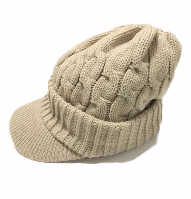 キャスケット帽子〓ツバ付きニット帽〓ベージュ〓美品〓 < 女性ファッション キャスケット帽子〓ツバ付きニット帽〓ベージュ〓美品〓 < 女性ファッションの