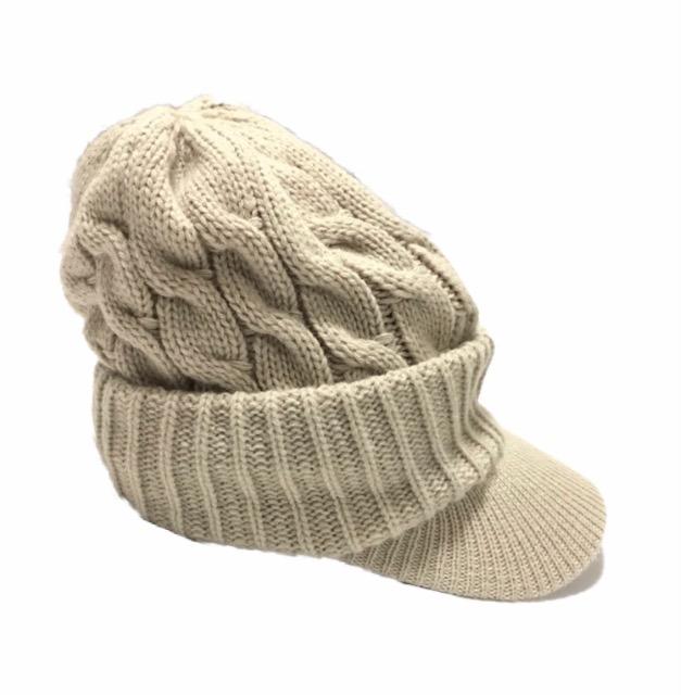 キャスケット帽子〓ツバ付きニット帽〓ベージュ〓美品〓 < 女性ファッション キャスケット帽子〓ツバ付きニット帽〓ベージュ〓美品〓 < 女性ファッションの