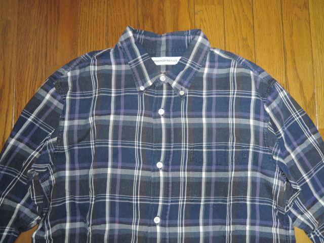 HEAD PORTER PLUS ヘッドポータープラス + チェックシャツ M 紫系 長袖 薄手 < ブランド  HEAD PORTER PLUS ヘッドポータープラス + チェックシャツ M 紫系 長袖 薄手 < ブランドの