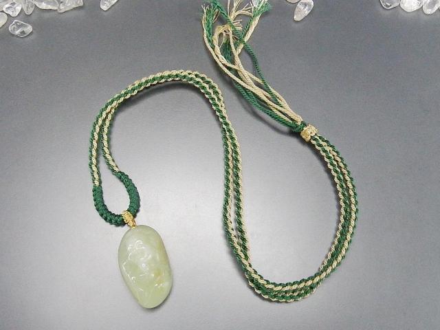 一点物和田玉天然石手彫り布袋様仏像小木綿紐ネックレスUK1-7-09RYZa < 女性アクセサリー/時計  一点物和田玉天然石手彫り布袋様仏像小木綿紐ネックレスUK1-7-09RYZa < 女性アクセサリー/時計の