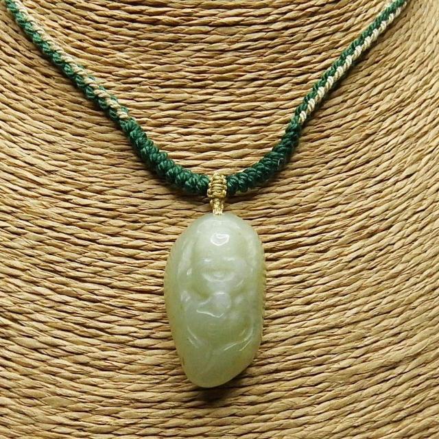 一点物和田玉天然石手彫り布袋様仏像小木綿紐ネックレスUK1-7-09RYZa < 女性アクセサリー/時計  一点物和田玉天然石手彫り布袋様仏像小木綿紐ネックレスUK1-7-09RYZa < 女性アクセサリー/時計の
