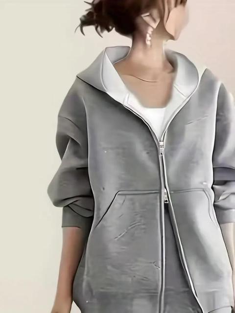 爆ヤス3290円★新春秋フード付きジッパースウェータージャケット+スカート2ピーススーツ USAサイズM(日本サイズL相当)グレー < 女性ファッション 爆ヤス3290円★新春秋フード付きジッパースウェータージャケット+スカート2ピーススーツ USAサイズM(日本サイズL相当)グレー < 女性ファッションの