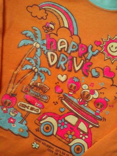 ☆新品同様☆ミニK☆オレンジのラメプリント長袖Tシャツ☆110 < キッズ/ベビー  ☆新品同様☆ミニK☆オレンジのラメプリント長袖Tシャツ☆110  < キッズ/ベビーの