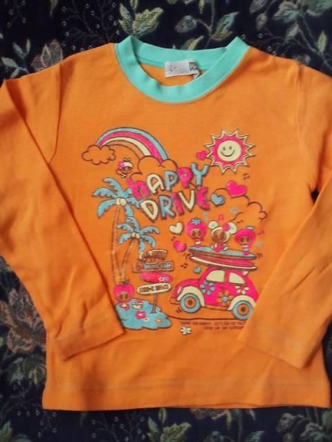 ☆新品同様☆ミニK☆オレンジのラメプリント長袖Tシャツ☆110 < キッズ/ベビー  ☆新品同様☆ミニK☆オレンジのラメプリント長袖Tシャツ☆110 < キッズ/ベビーの
