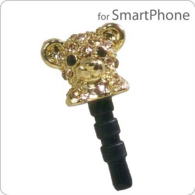 《New》くま*スワロフスキー<クリスタル/トパーズ>★スマホ*音楽プレーヤー・イヤホンジャック < 家電/AV  《New》くま*スワロフスキー<クリスタル/トパーズ>★スマホ*音楽プレーヤー・イヤホンジャック  < 家電/AVの