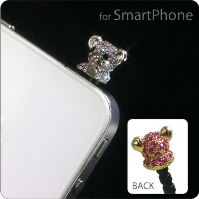 《New》くま*スワロフスキー<クリスタル/トパーズ>★スマホ*音楽プレーヤー・イヤホンジャック < 家電/AV  《New》くま*スワロフスキー<クリスタル/トパーズ>★スマホ*音楽プレーヤー・イヤホンジャック < 家電/AVの