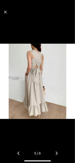 BIRTHDAYBASHBBバースデーバッシュバッククロスリネンワンピースロングマキシリボンオープンバックシャンベージュ < 女性ファッション BIRTHDAYBASHBBバースデーバッシュバッククロスリネンワンピースロングマキシリボンオープンバックシャンベージュ < 女性ファッションの