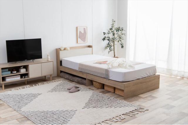 【新品未使用】宮棚&コンセント付き引き出し収納ベッド フレーム&マットレス付き < インテリア/ライフ 【新品未使用】宮棚&コンセント付き引き出し収納ベッド フレーム&マットレス付き < インテリア/ライフの