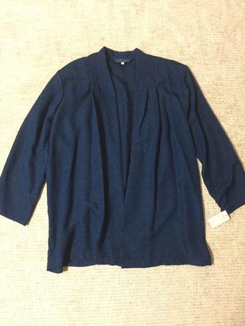 437.新品☆バラ柄織ロングジャケット 羽織☆ネイビー☆サイズL < 女性ファッション  437.新品☆バラ柄織ロングジャケット 羽織☆ネイビー☆サイズL  < 女性ファッションの