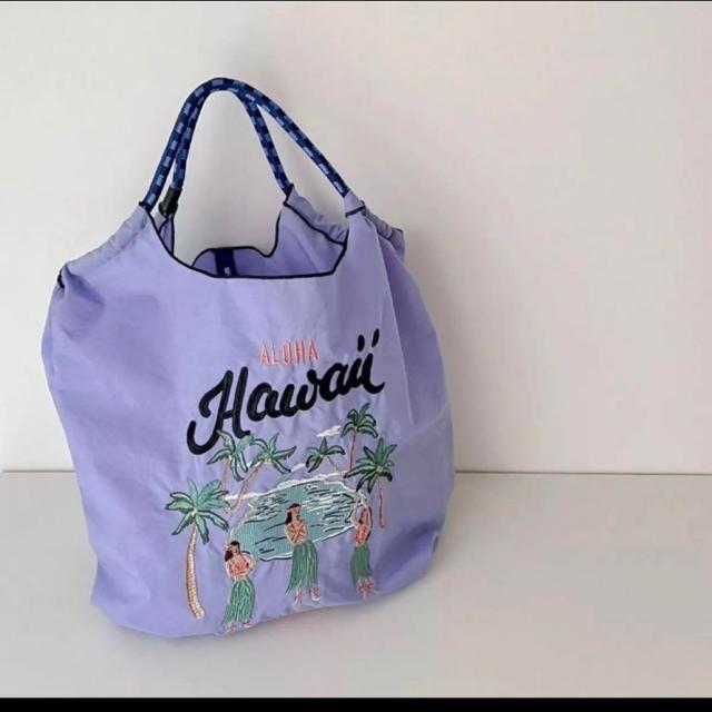 ??ボールアンドチェーン エコバッグ 刺繍 Mサイズ ハワイ パープル < 女性ファッション  ??ボールアンドチェーン エコバッグ 刺繍 Mサイズ ハワイ パープル < 女性ファッションの
