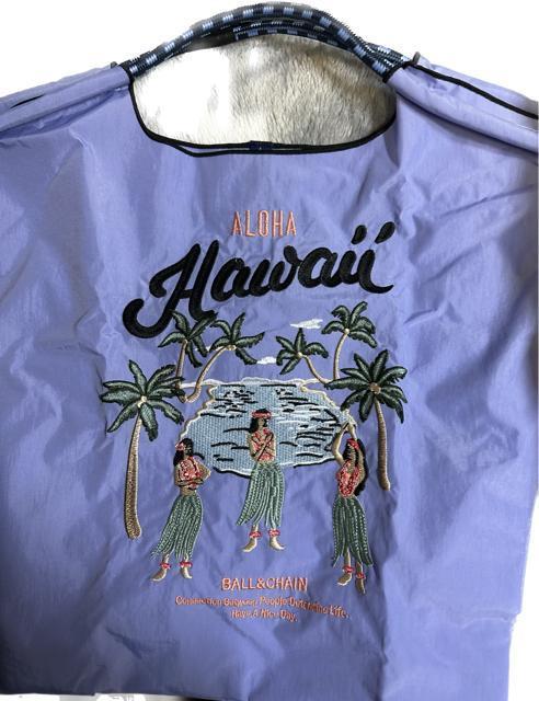 ??ボールアンドチェーン エコバッグ 刺繍 Mサイズ ハワイ パープル < 女性ファッション  ??ボールアンドチェーン エコバッグ 刺繍 Mサイズ ハワイ パープル < 女性ファッションの