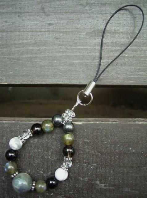 ラブラドライトxハウライトxオニキスx茶水晶ストラップ < 家電/AV ラブラドライトxハウライトxオニキスx茶水晶ストラップ < 家電/AVの