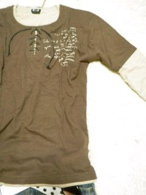 《New》セレカジ★フロント編み上げ・レイヤード*ロンTee<ブラウンL> < 男性ファッション 《New》セレカジ★フロント編み上げ・レイヤード*ロンTee<ブラウンL> < 男性ファッションの