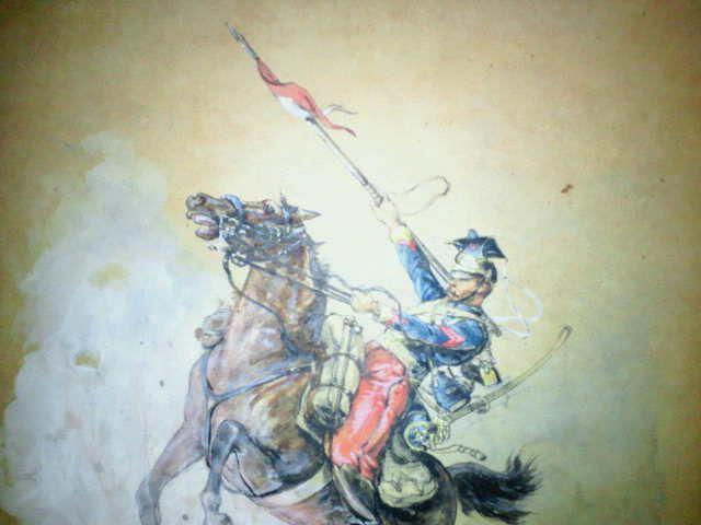 水彩画 作者不詳 騎馬軍人図 1888年 サインあり 真作保証 原画 < ホビー 水彩画 作者不詳 騎馬軍人図 1888年 サインあり 真作保証 原画 < ホビーの