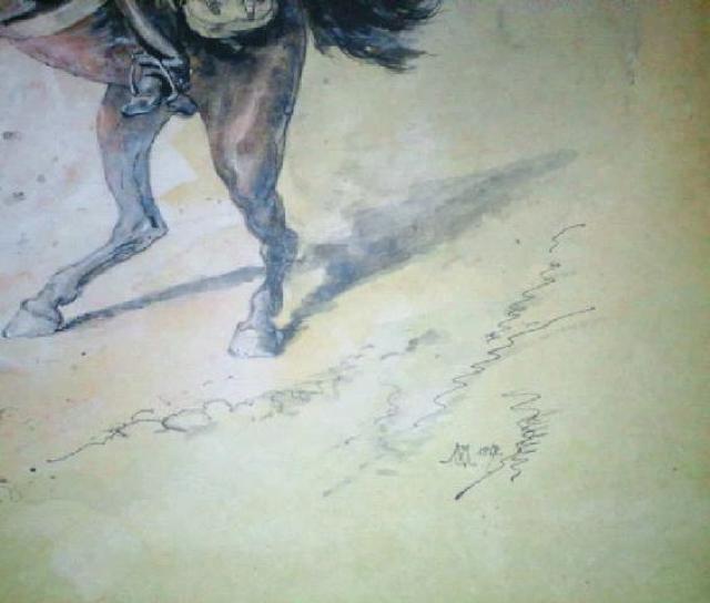 水彩画 作者不詳 騎馬軍人図 1888年 サインあり 真作保証 原画 < ホビー 水彩画 作者不詳 騎馬軍人図 1888年 サインあり 真作保証 原画 < ホビーの