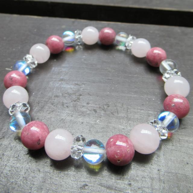 ローズクォーツxロードナイトxルナフラッシュブレスレット < 男性アクセサリー/時計 ローズクォーツxロードナイトxルナフラッシュブレスレット < 男性アクセサリー/時計の