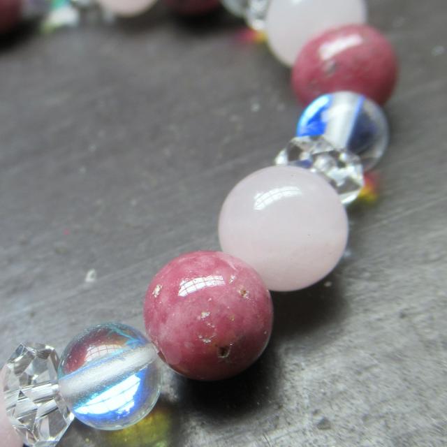 ローズクォーツxロードナイトxルナフラッシュブレスレット < 男性アクセサリー/時計 ローズクォーツxロードナイトxルナフラッシュブレスレット < 男性アクセサリー/時計の