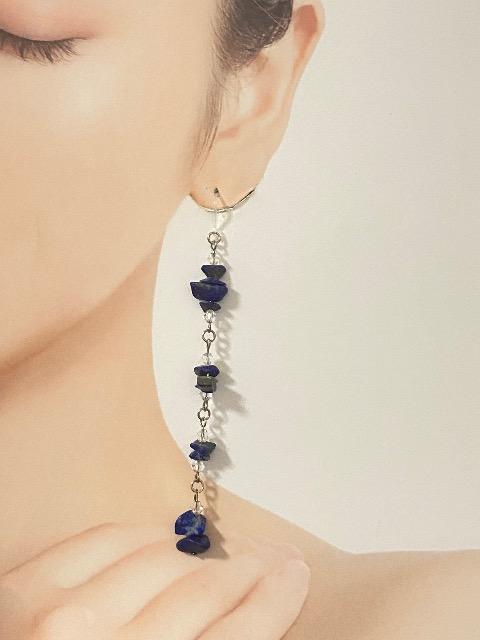 【樹脂ピアス】ラピスラズリとスワロフスキーのピアス♪ < 女性アクセサリー/時計 【樹脂ピアス】ラピスラズリとスワロフスキーのピアス♪ < 女性アクセサリー/時計の