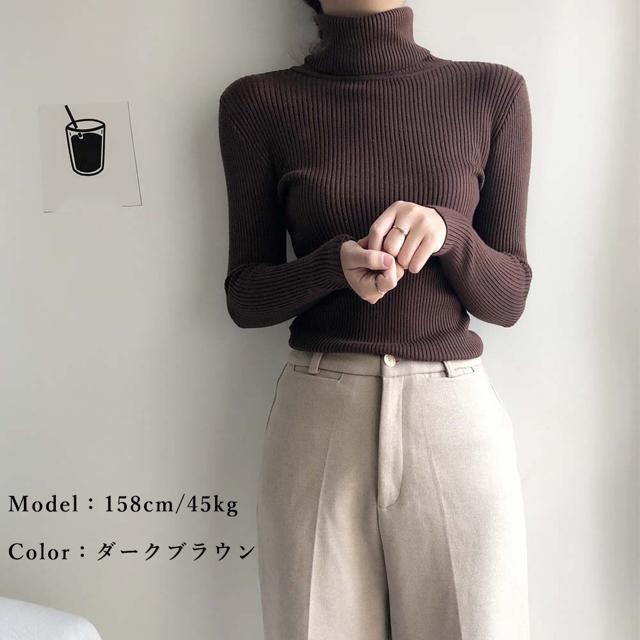 送料無料 新品 リブ ニットトップス タートルネック無地 < 女性ファッション  送料無料 新品 リブ ニットトップス タートルネック無地 < 女性ファッションの