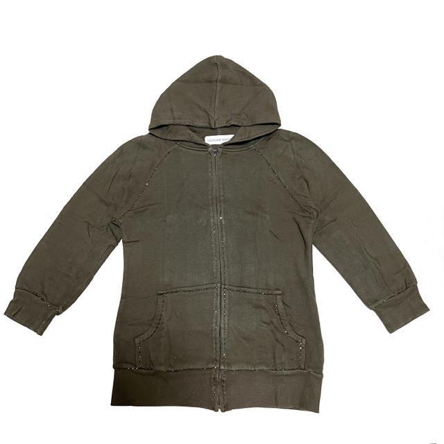 【美品】ビーズステッチ7分袖パーカー/M/カーキ/綿100%/カジュアル < 女性ファッション  【美品】ビーズステッチ7分袖パーカー/M/カーキ/綿100%/カジュアル < 女性ファッションの