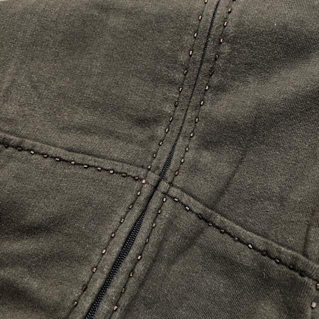 【美品】ビーズステッチ7分袖パーカー/M/カーキ/綿100%/カジュアル < 女性ファッション  【美品】ビーズステッチ7分袖パーカー/M/カーキ/綿100%/カジュアル < 女性ファッションの