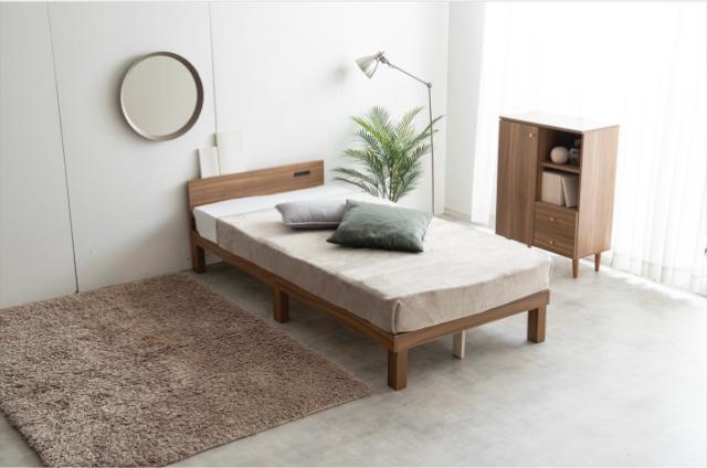 【新品未使用】コンセント付きすのこベッド 天然木 木製 シングル フレームのみ ブラウン < インテリア/ライフ 【新品未使用】コンセント付きすのこベッド 天然木 木製 シングル フレームのみ ブラウン < インテリア/ライフの