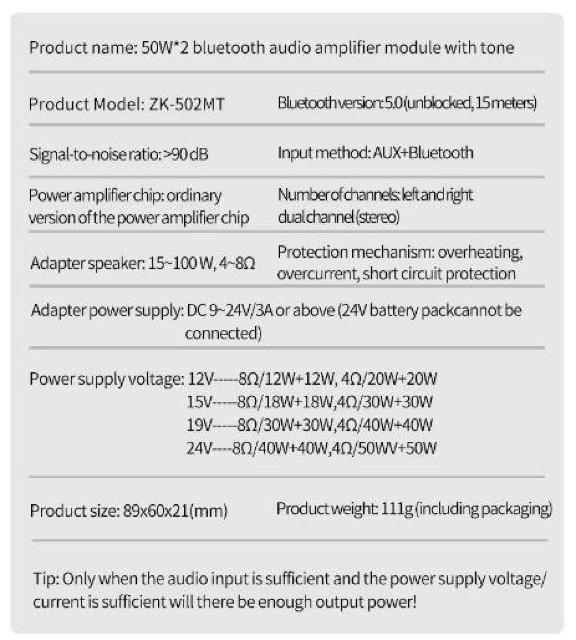 DIY@ZK-502MT Bluetooth 5.0@p[Av@50W~2@TuE[t@[Av{[h@2.0`l  Ɠd/AV 
