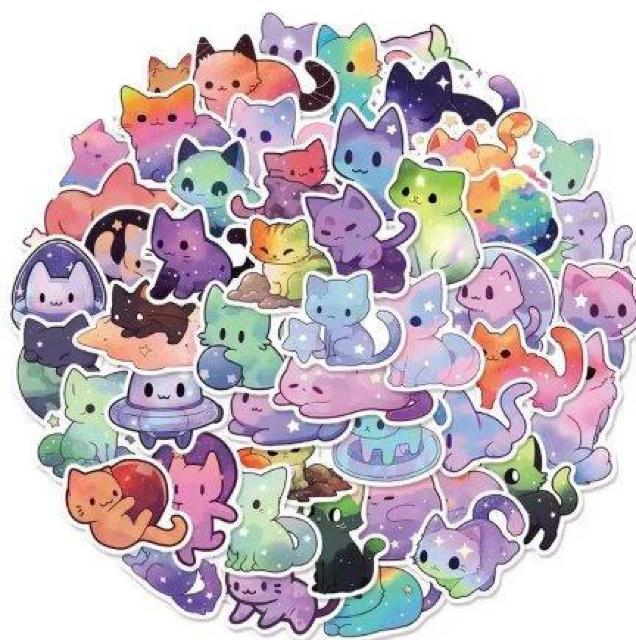 かわいい猫のステッカー 49枚セット マルチカラー 防水シール < 自動車/バイク かわいい猫のステッカー 49枚セット マルチカラー 防水シール < 自動車/バイク