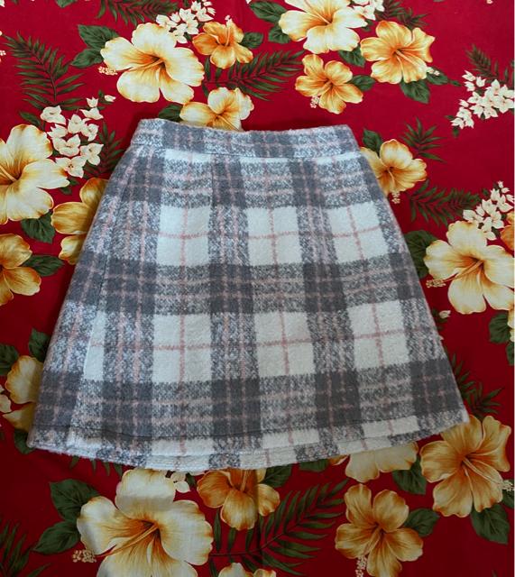 新品未使用☆oneway☆ふんわりグレー×ピンクチェックスカート☆ < ブランド 新品未使用☆oneway☆ふんわりグレー×ピンクチェックスカート☆ < ブランドの