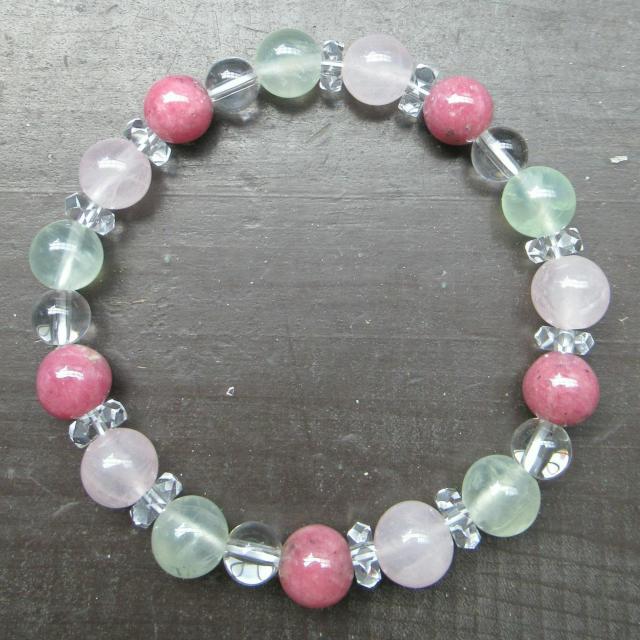 ローズクォーツxロードナイトxプレナイトブレスレット 天然石 パワーストーン < 女性アクセサリー/時計 ローズクォーツxロードナイトxプレナイトブレスレット 天然石 パワーストーン < 女性アクセサリー/時計の