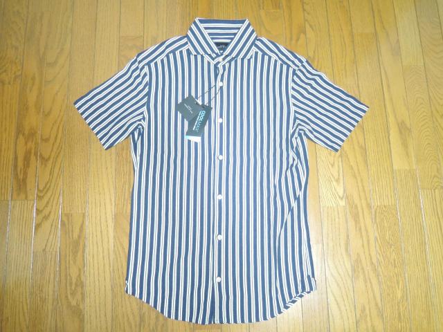 新品 ABA HOUSE RECENCY OF MINE アバハウス ストライプシャツ 44 紺白 半袖 COOLMAX < ブランド  新品 ABA HOUSE RECENCY OF MINE アバハウス ストライプシャツ 44 紺白 半袖 COOLMAX  < ブランドの