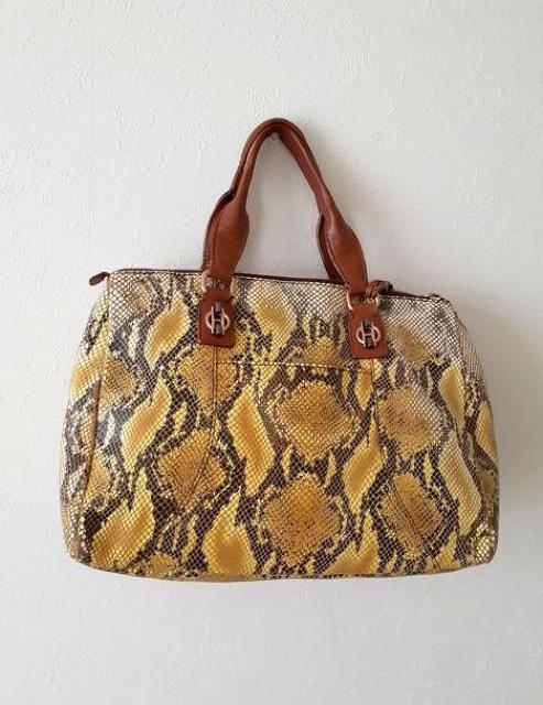 JOY GRYSON ジョイグライソン◆可愛い♪イエロー パイソン柄 ボストンバッグ 南京錠 キー付き < 女性ファッション  JOY GRYSON ジョイグライソン◆可愛い♪イエロー パイソン柄 ボストンバッグ 南京錠 キー付き < 女性ファッションの