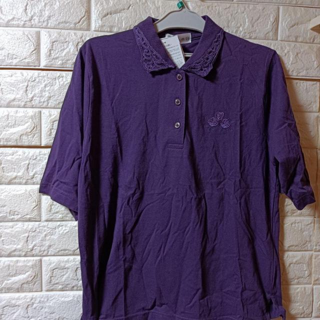 真里子の詩★新品★襟レース付ポロシャツ/パープル < 女性ファッション  真里子の詩★新品★襟レース付ポロシャツ/パープル  < 女性ファッションの