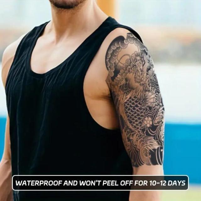爆ヤス価格490円★防水ドラゴンヘッド&鯉の仮のタトゥーステッカー - リアルな、反射しない、1-2週間持続 < 男性ファッション 爆ヤス価格490円★防水ドラゴンヘッド&鯉の仮のタトゥーステッカー - リアルな、反射しない、1-2週間持続 < 男性ファッションの