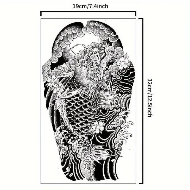 爆ヤス価格490円★防水ドラゴンヘッド&鯉の仮のタトゥーステッカー - リアルな、反射しない、1-2週間持続 < 男性ファッション 爆ヤス価格490円★防水ドラゴンヘッド&鯉の仮のタトゥーステッカー - リアルな、反射しない、1-2週間持続 < 男性ファッションの
