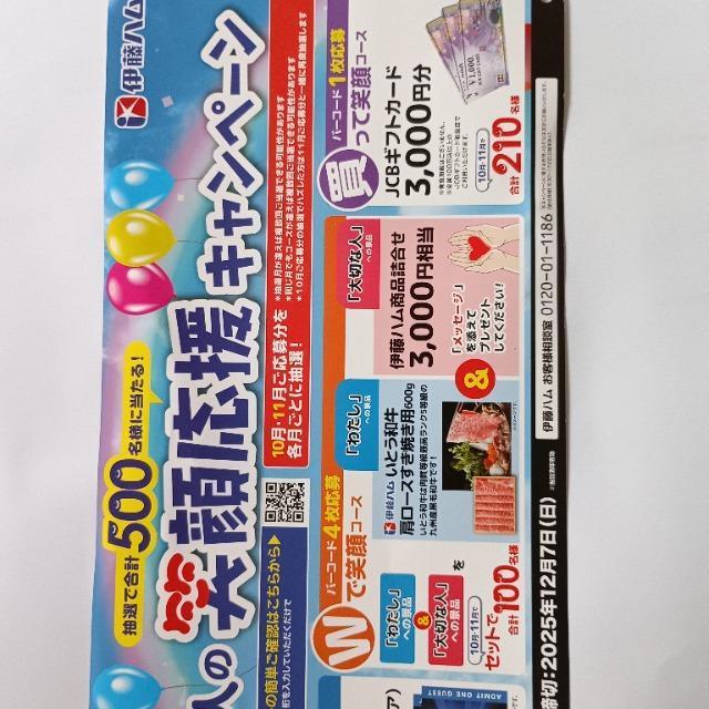 伊藤ハム あなたと大切な人の笑顔応援キャンペーン 応援バーコード 1枚(1口) < チケット/金券  伊藤ハム あなたと大切な人の笑顔応援キャンペーン 応援バーコード 1枚(1口) < チケット/金券の
