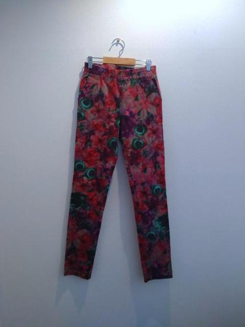レトロ 赤 レッド 花柄 ストレッチ パンツ レギンス Mサイズ < 女性ファッション  レトロ 赤 レッド 花柄 ストレッチ パンツ レギンス Mサイズ  < 女性ファッションの