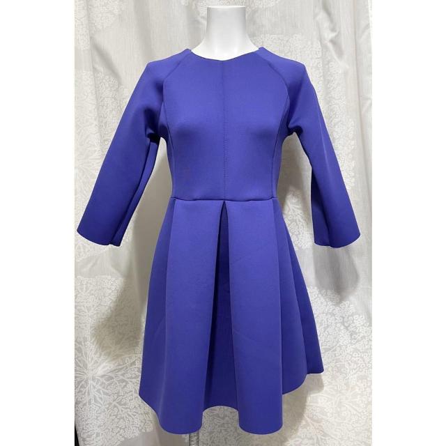 HAODUOYI七分袖フレアーワンピース 紫#S < 女性ファッション  HAODUOYI七分袖フレアーワンピース 紫#S  < 女性ファッションの