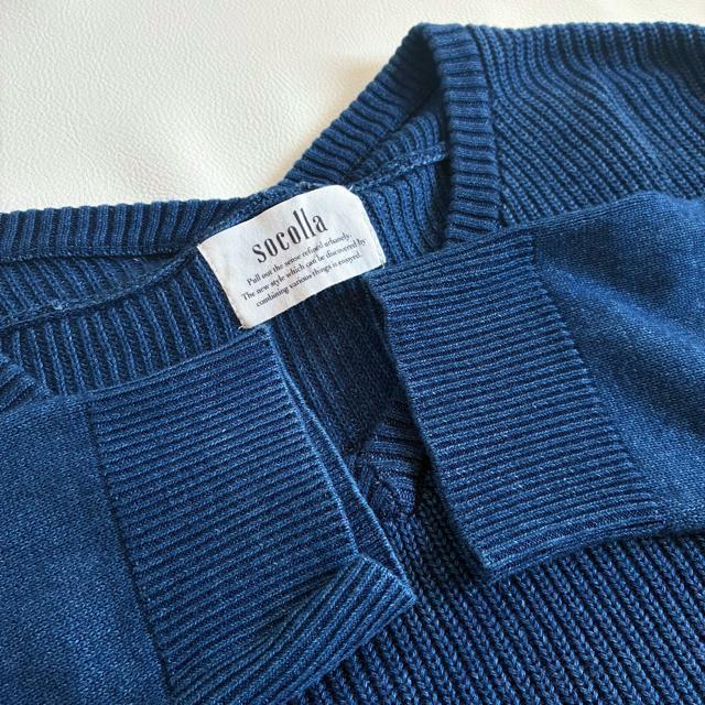 ◆極美品◆socolla◆ウォッシュデニム風Vネックニット◆ネイビー◆ゆったり◆ < 女性ファッション  ◆極美品◆socolla◆ウォッシュデニム風Vネックニット◆ネイビー◆ゆったり◆ < 女性ファッションの