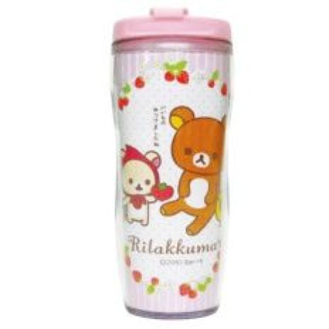 《New》リラックマ★クリアボトル/タンブラー<ピンクボーダー> < インテリア/ライフ  《New》リラックマ★クリアボトル/タンブラー<ピンクボーダー>  < インテリア/ライフの