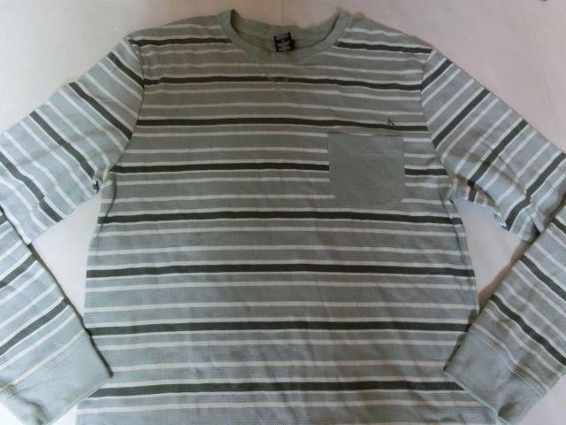 USA購入【VOLCOM】ポケット付サーマルロンT US M 薄灰ボーダー柄 < ブランド  USA購入【VOLCOM】ポケット付サーマルロンT US M 薄灰ボーダー柄  < ブランドの