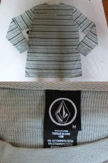 USA購入【VOLCOM】ポケット付サーマルロンT US M 薄灰ボーダー柄 < ブランド  USA購入【VOLCOM】ポケット付サーマルロンT US M 薄灰ボーダー柄 < ブランドの