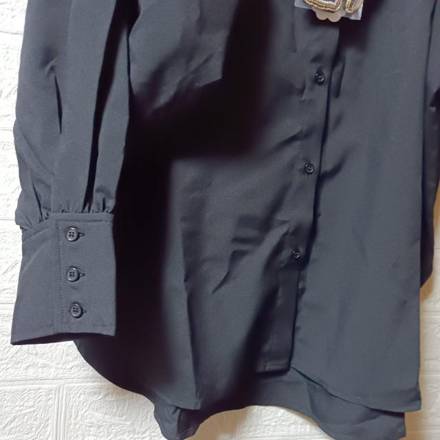 HAPPYFACE★新品★バンドカラーギャザー長袖シャツ/M < 女性ファッション  HAPPYFACE★新品★バンドカラーギャザー長袖シャツ/M < 女性ファッションの