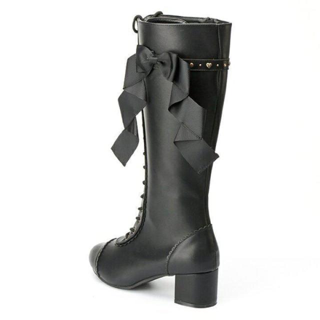 送料無料! 新品未使用クイーンビー レディ リボン ロングブーツ(ピンク) < 女性ファッション  送料無料! 新品未使用クイーンビー レディ リボン ロングブーツ(ピンク) < 女性ファッションの